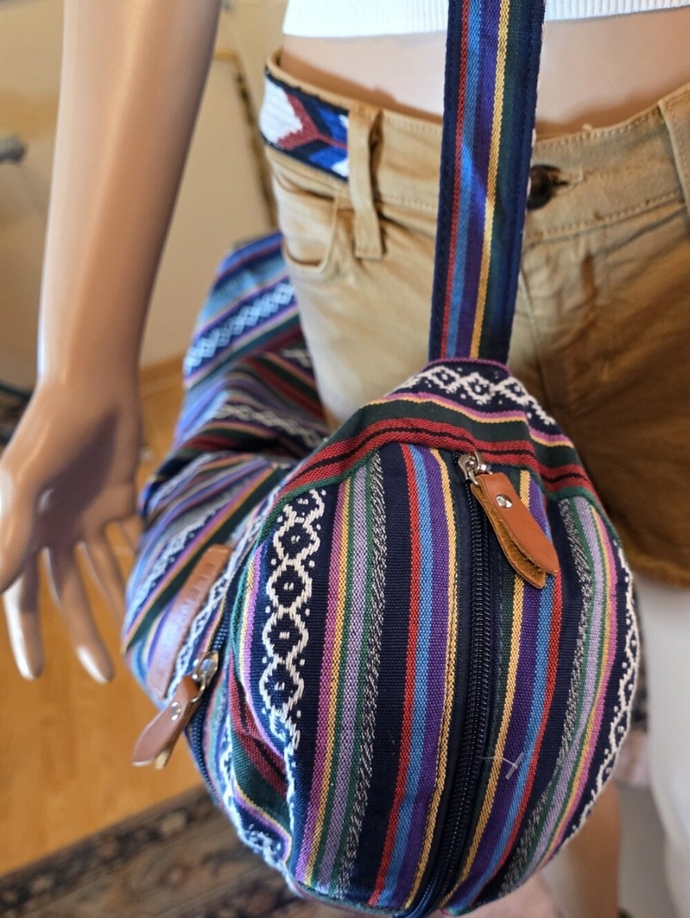 Elenture Bohemian Striped Canvas Yoga Mat Bag Carrier NWT - Picture 5 of 10